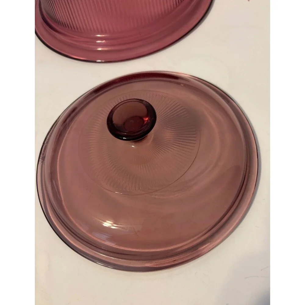 Visions Cranberry 1 qt Pyrex Casserole Dish Vintage From oven to table to fridge
